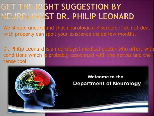 Avoid Neurological problem by Dr. Philip Leonard