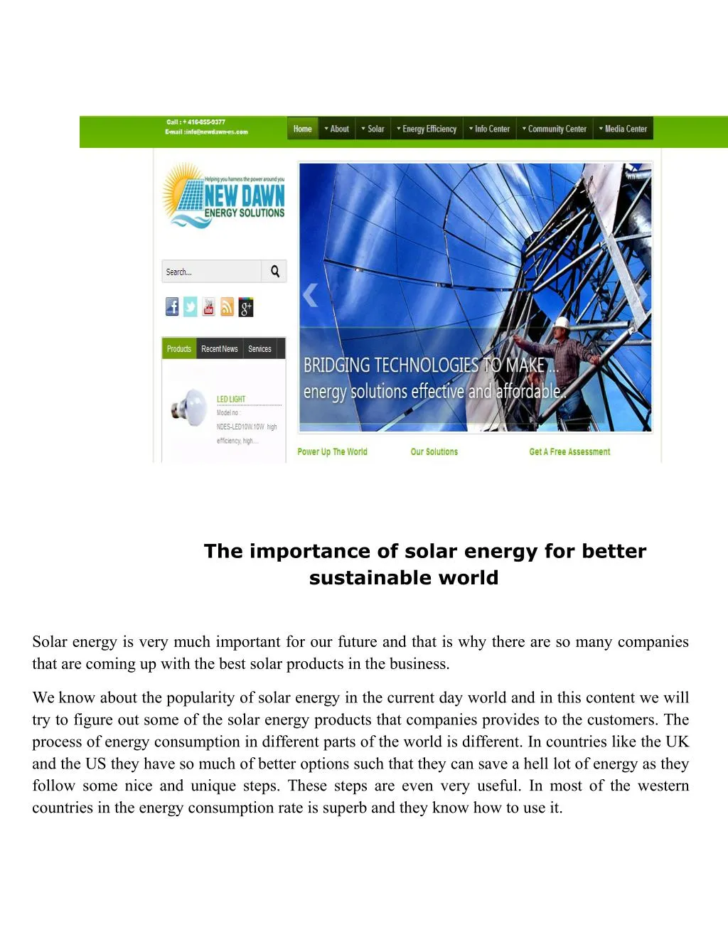 the importance of solar energy for better