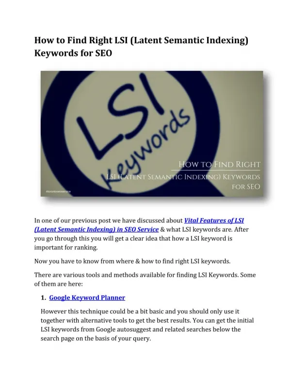 How to Find Right LSI (Latent Semantic Indexing) Keywords for SEO