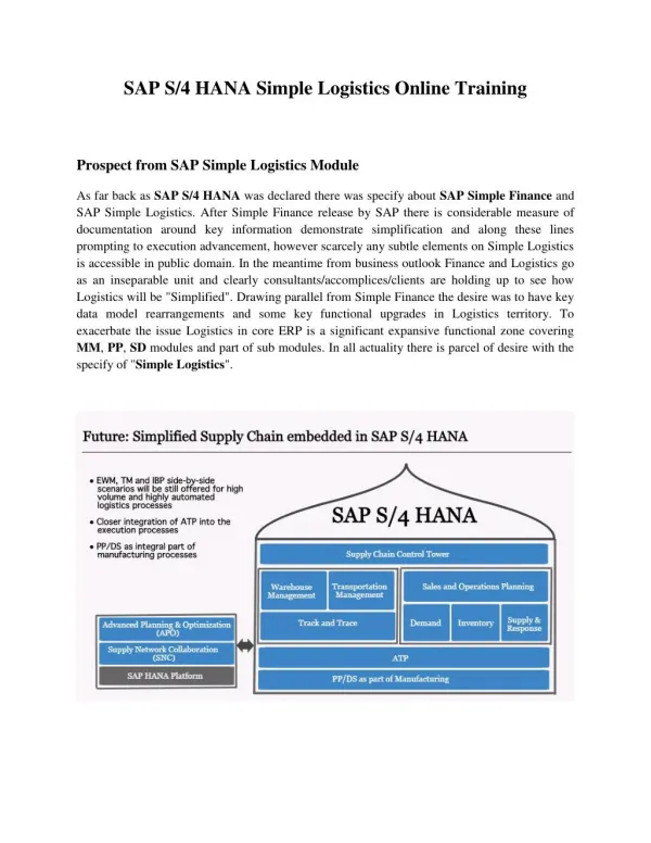 SAP HANA Logistics Training, SAP Logistics Courses at SAPVITS