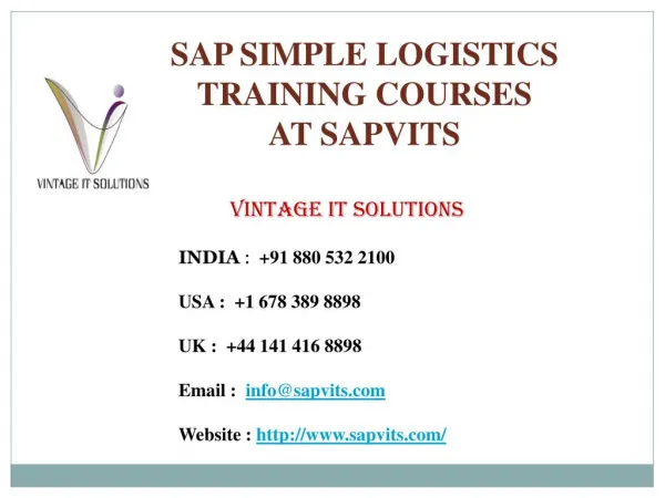 What is SAP S4 HANA Logistics, SAP HANA Logistics Training