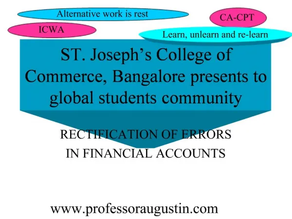 ST. Joseph s College of Commerce, Bangalore presents to global students community