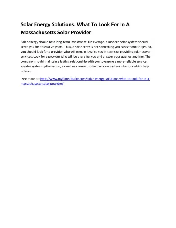 Solar Energy Solutions: What To Look For In A Massachusetts Solar Provider