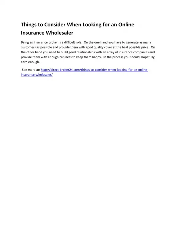 Things to Consider When Looking for an Online Insurance Wholesaler