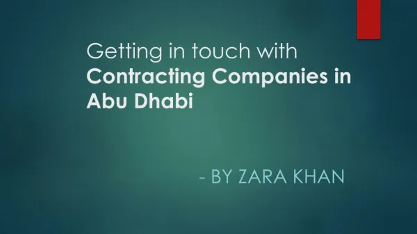 Getting in touch with Contracting Companies in Abu Dhabi