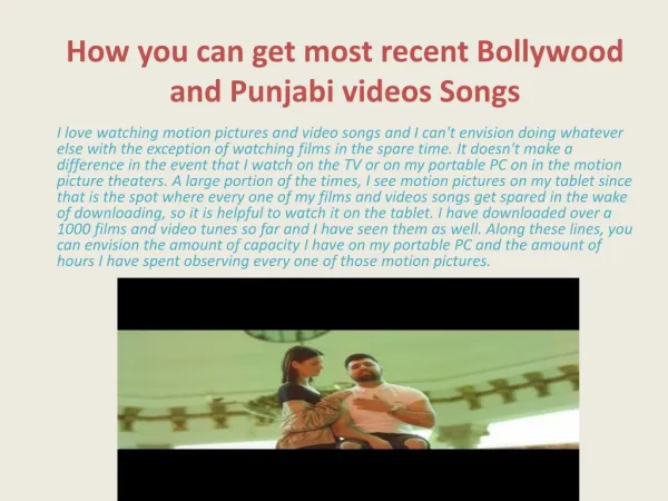 How you can get most recent Bollywood and Punjabi videos Songs