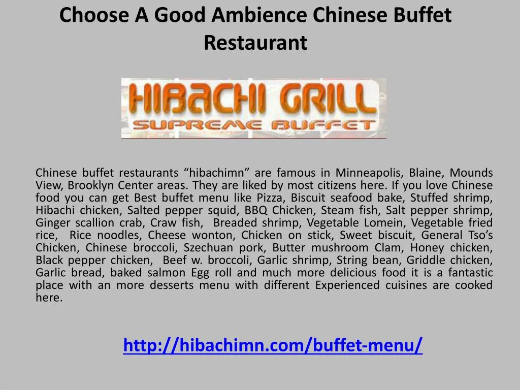 choose a good ambience chinese buffet restaurant