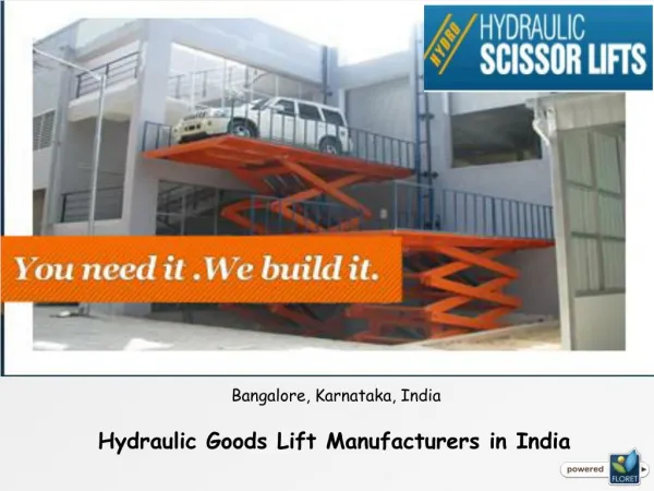 Hydraulic Goods Lift Manufacturers in India