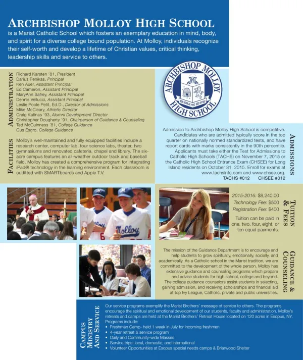 For All Who Are Looking for Archbishop Molloy High School Brochure Online