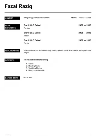 My CV - slide 1