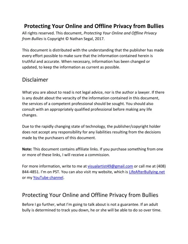 Protecting Your Online and Offline Privacy