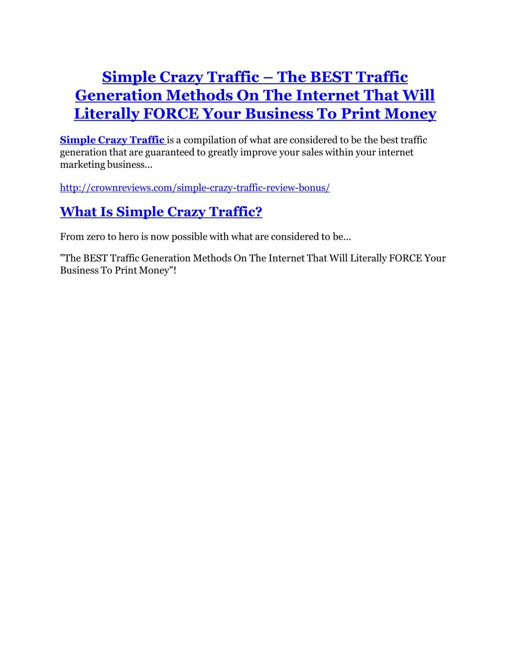simple crazy traffic the best traffic generation
