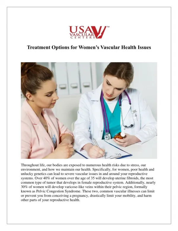 Fibroids Non-Surgical Treatment by USA Vascular Centers