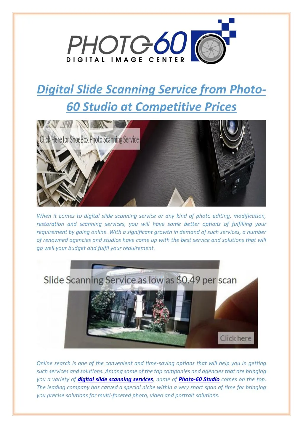 digital slide scanning service from photo