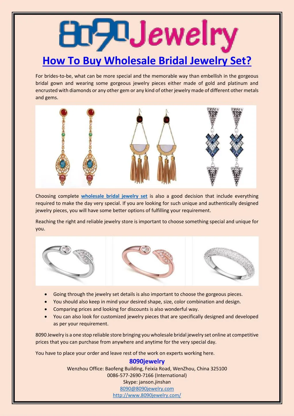 how to buy wholesale bridal jewelry set