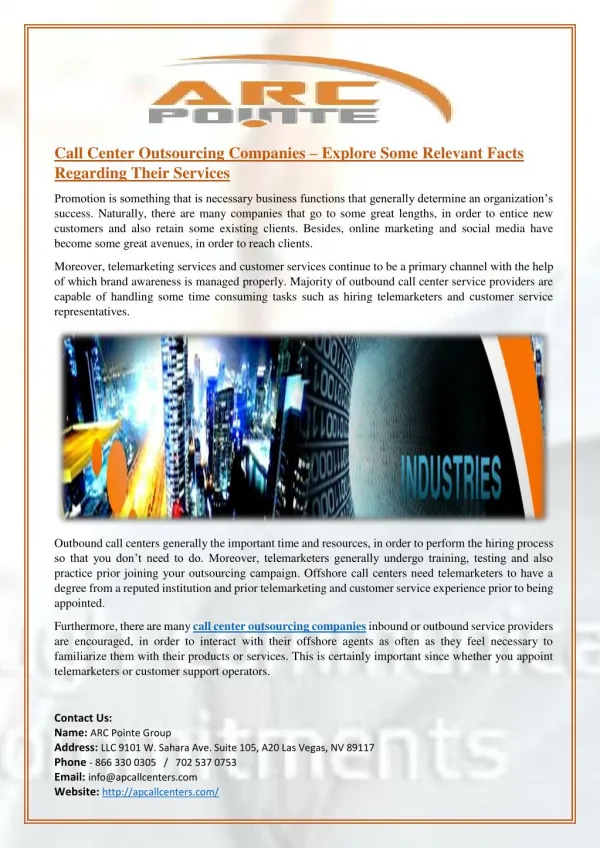 Call Center Outsourcing Companies – Explore Some Relevant Facts Regarding Their Services