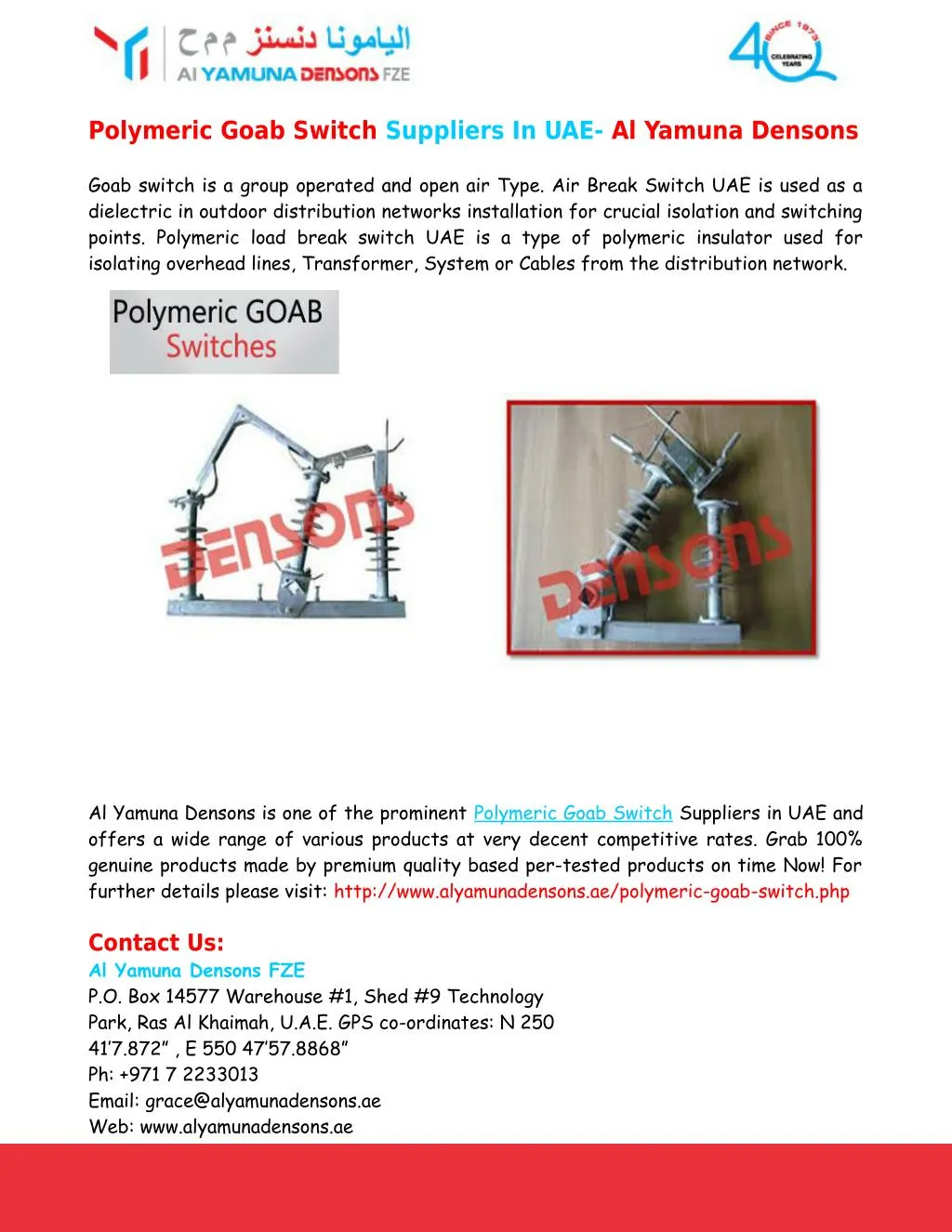 polymeric goab switch suppliers in uae al yamuna