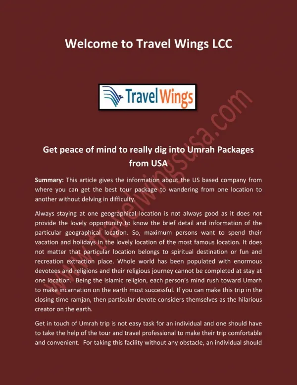 Umrah Packages from USA, Best Travel Service in Baltimore