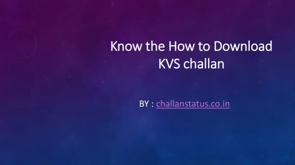 How to Download KVS challan Online