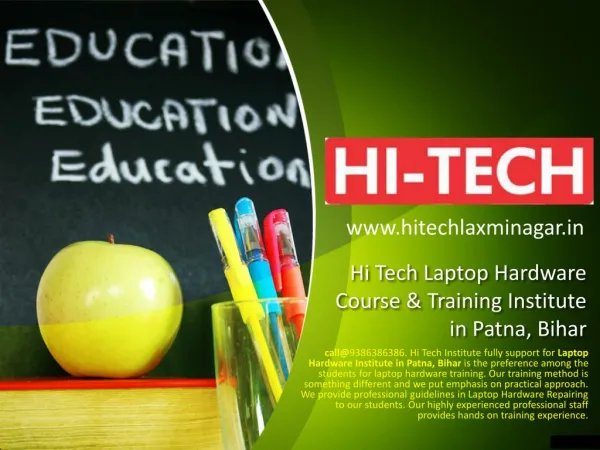 Hi Tech Laptop Hardware Course & Training Institute in Patna, Bihar