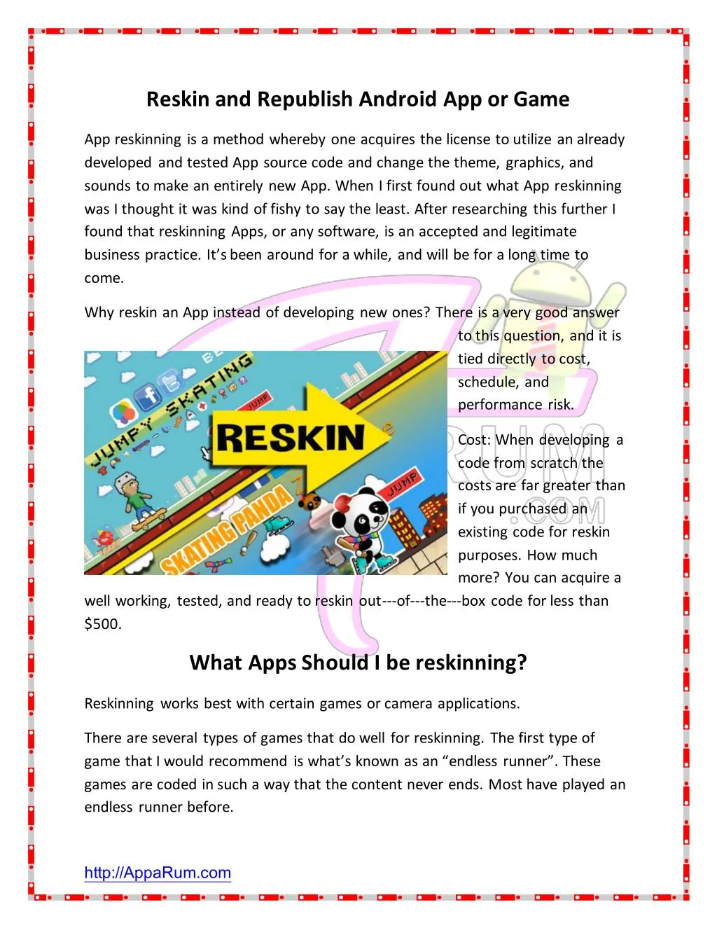 reskin and republish android app or game
