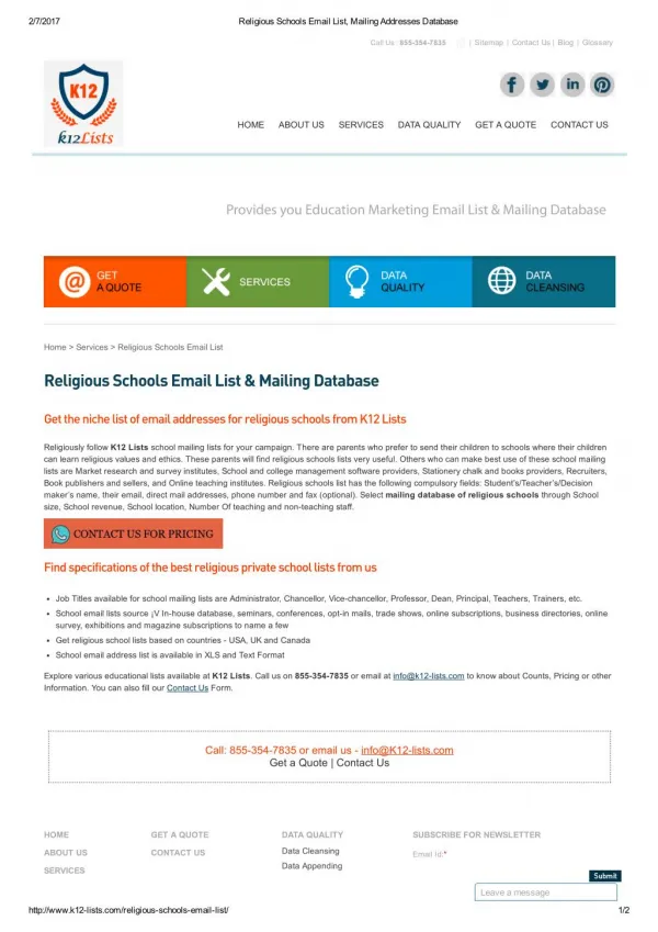 Religious School Email Addresses