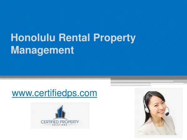 Honolulu Rental Property Management - www.certifiedps.com