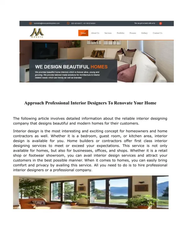 Approach Professional Interior Designers To Renovate Your Home