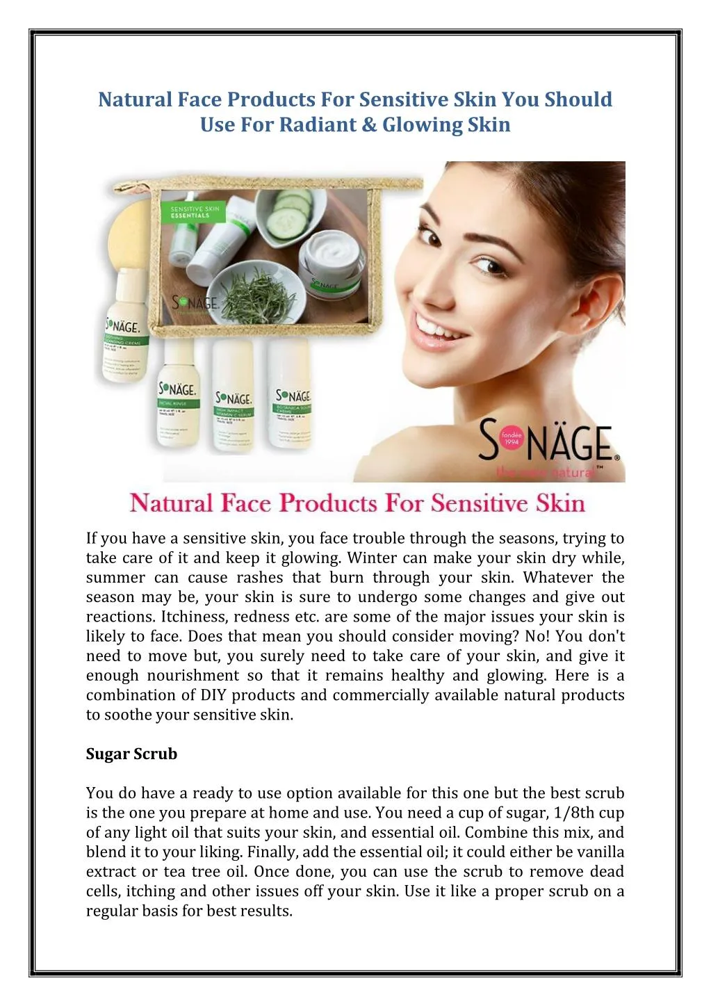 natural face products for sensitive skin