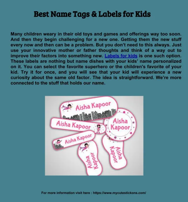 Best Name Tags & Labels for Kids