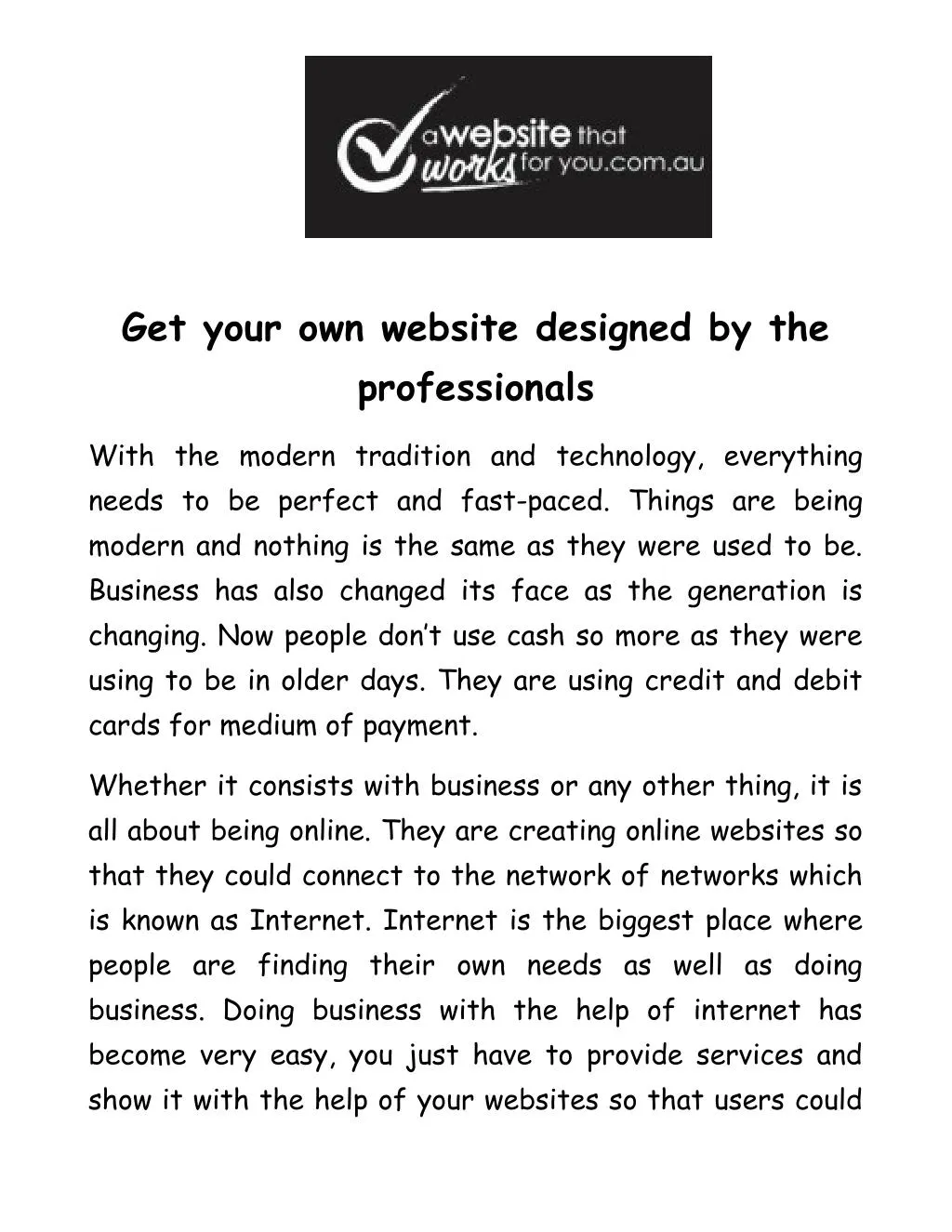 get your own website designed by the professionals