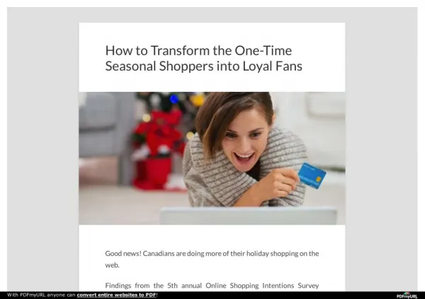 How to Transform the One-Time Seasonal Shoppers into Loyal Fans