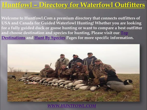 HuntFowl - Guided Duck & Goose Hunting Directory