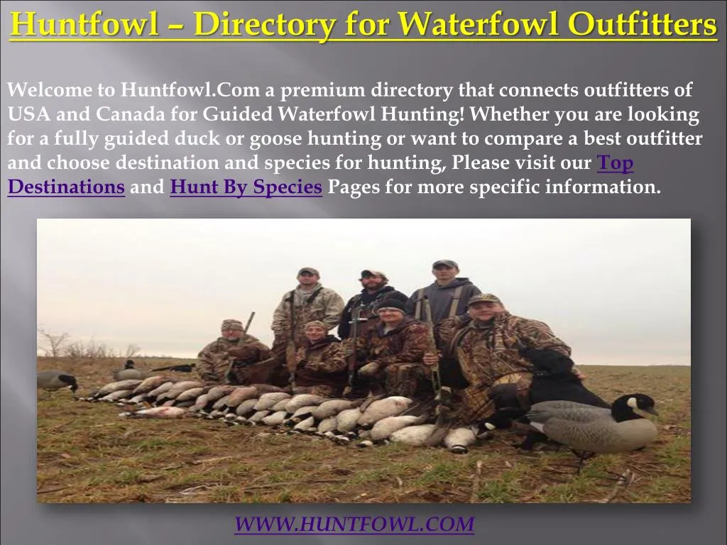 huntfowl directory for waterfowl o utfitters