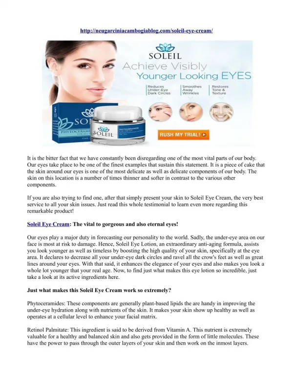 Soleil Eye Cream: Allow Your Young Eyes Get All The Focus!