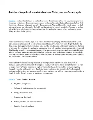 Junivive – Make Effective Tightening Skin - slide 1