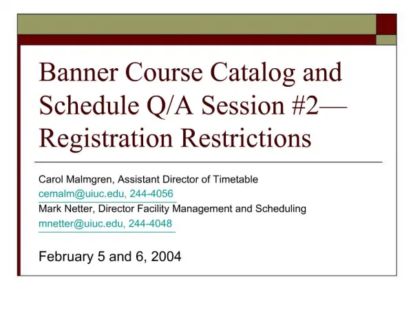 Banner Course Catalog and Schedule Q
