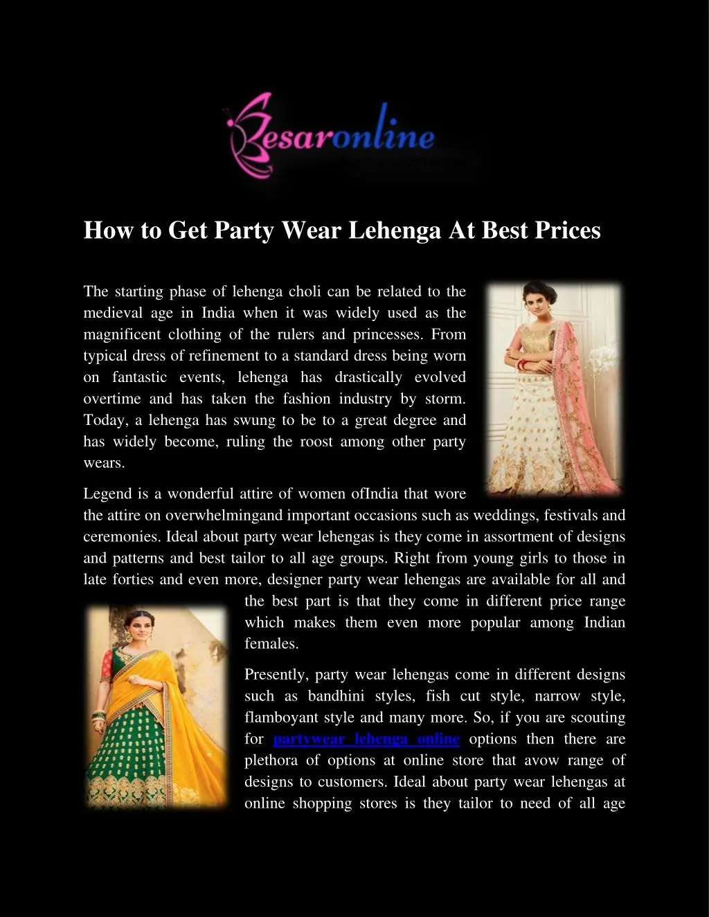 how to get party wear lehenga at best prices