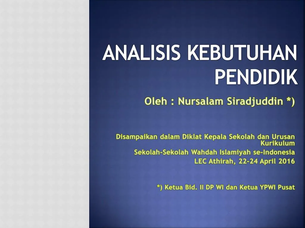 analisis kebutuhan pendidik