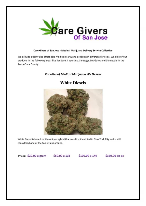 Care Givers of San Jose - Medical Marijuana Delivery Service Collective