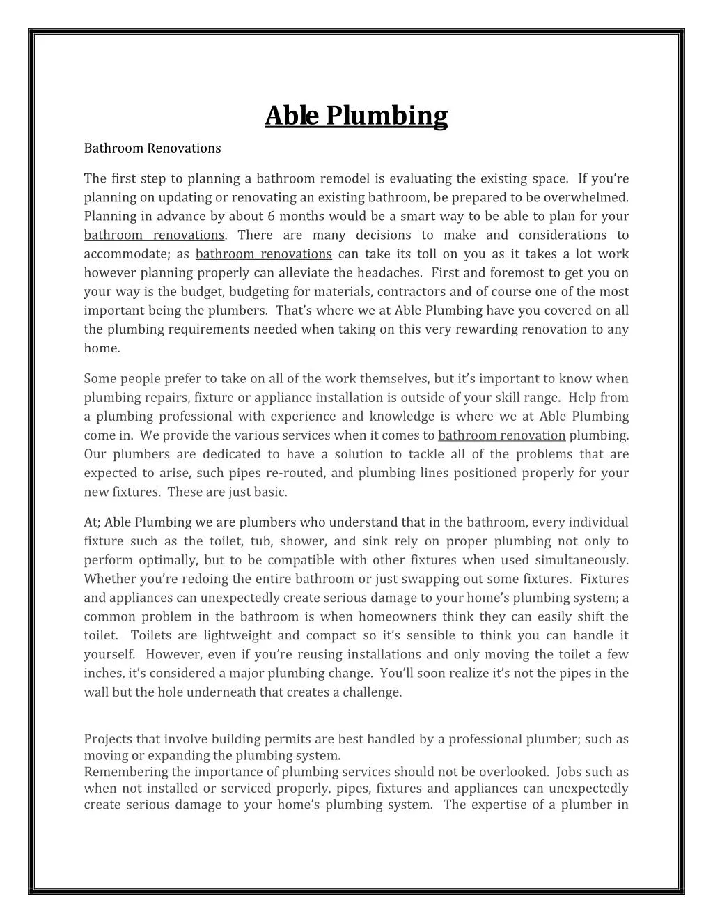 able plumbing