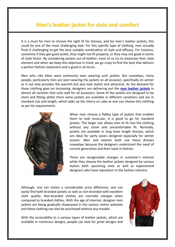 Men’s leather jacket for style and comfort
