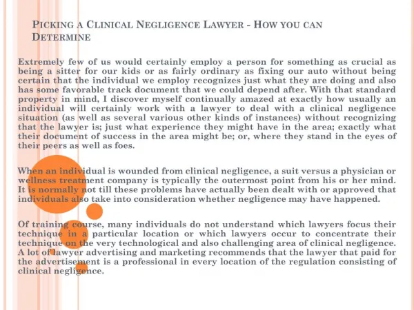 Picking a Clinical Negligence Lawyer - How you can Determine