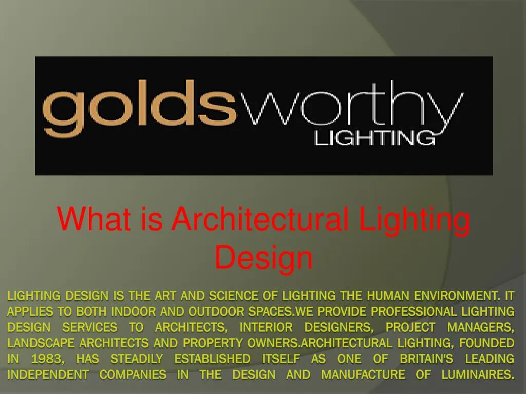 what is architectural lighting design