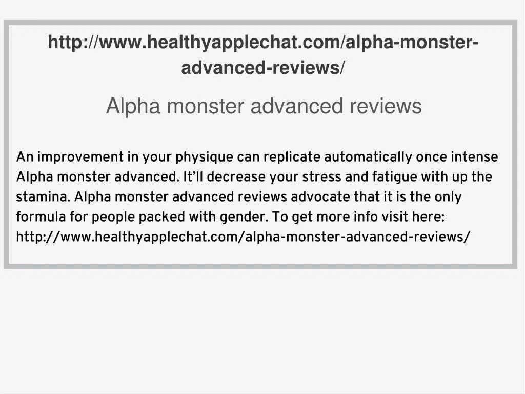 http www healthyapplechat com alpha monster