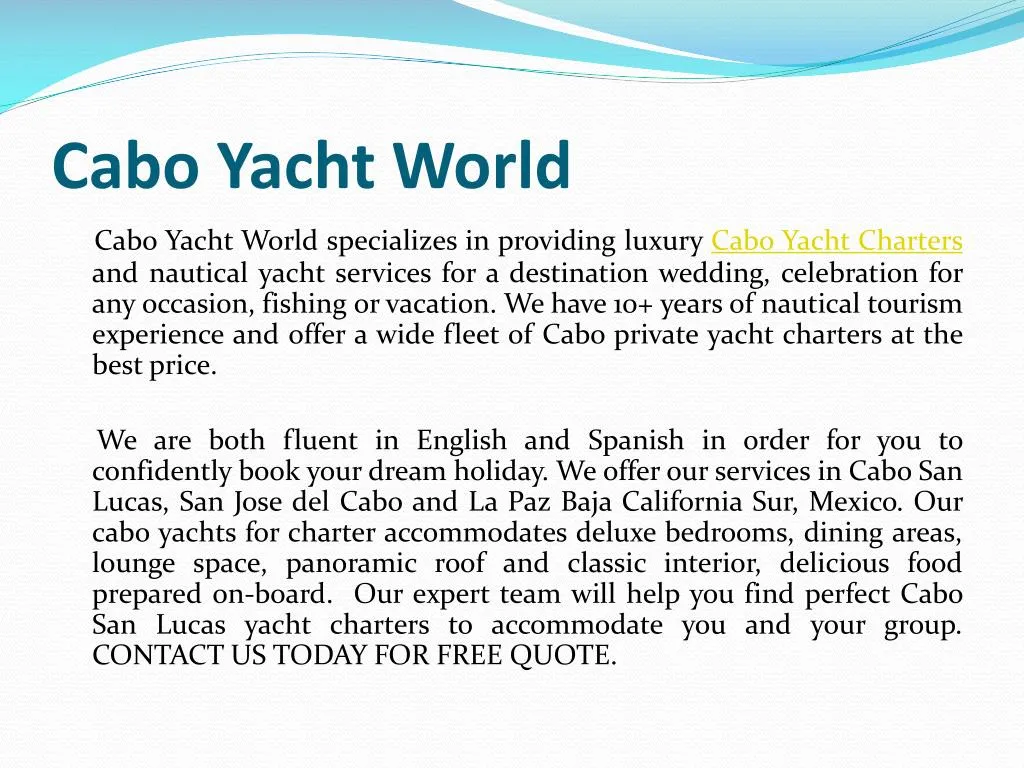 cabo yacht world