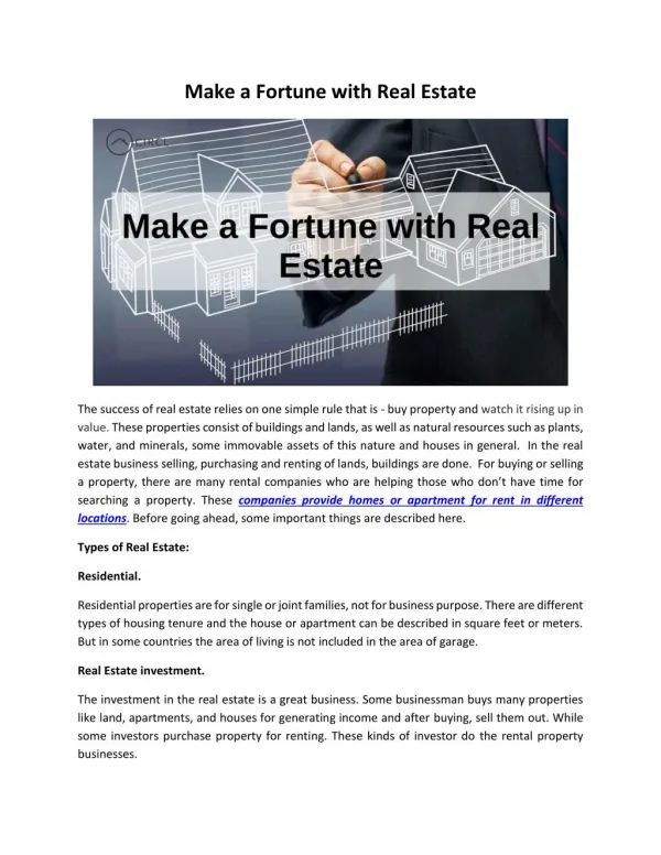 Make a Fortune with Real Estate