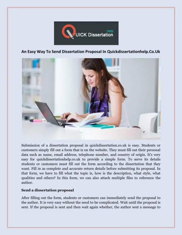 An Easy Way To Send Dissertation Proposal In Quickdissertationhelp.Co.Uk