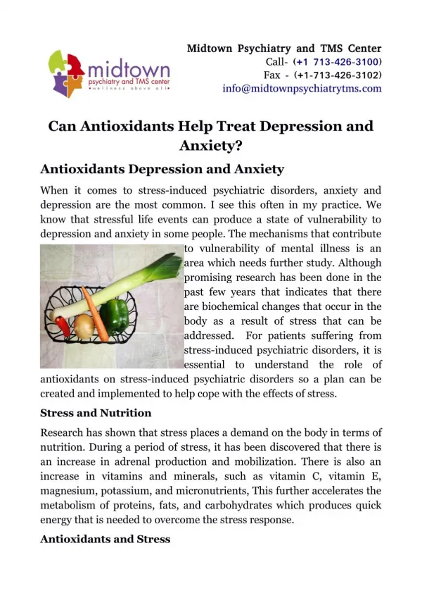 Can Antioxidants Help Treat Depression and Anxiety?