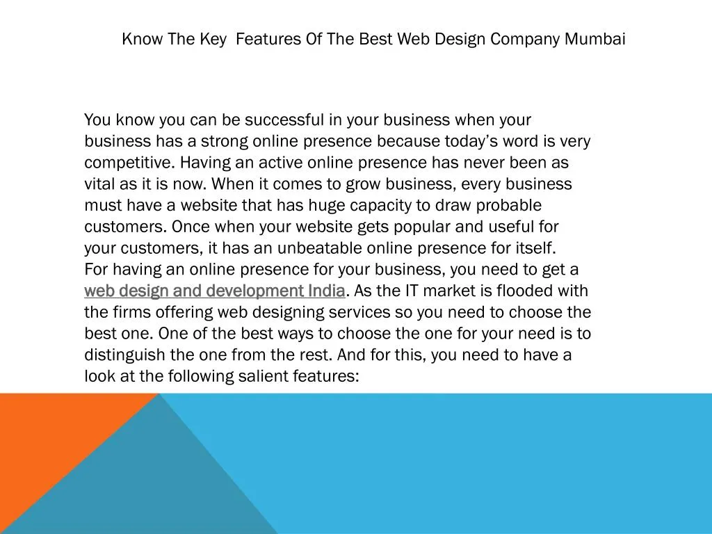 know the key features of the best web design